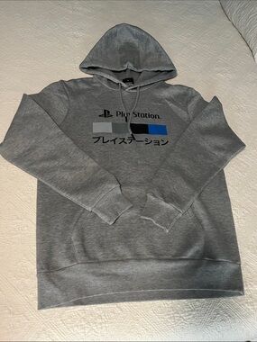 Sony Gray PlayStation Pullover Hoodie with Blue Accent